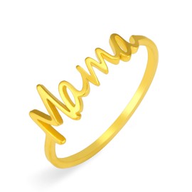 TEAMER Dainty Mama Ring Stainless Steel Mama Band Ring Meaningful Present For Mother's Day New Mom, Stainless Steel, No Gemstone