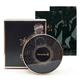 beautiful Sooryehan Black Ginseng Cushion Foundation Full Size + 2 Refills Set / 수려한 블랙 진생 쿠션 파운데이션 본품+리필2개 기획