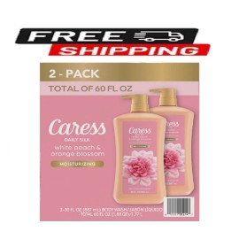 Caress Daily Silk Hydrating Body Wash, White Peach & Orange Blossom, 30 fl. oz.,