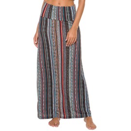 EXCHIC Women's Bohemian Style Print Long Maxi Skirt (XL, 6)