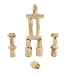 Premium Montessori Wooden Stacking & Balancing Blocks - Eco-Friendly, Non-Toxic Building Toy - Quality Checked & Packaged in Canada