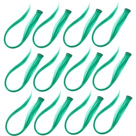 Baluue 12pcs Green Hair Extensions Clip-In Wavy Curls for Women Heat-Resistant Synthetic Hairpieces for Parties and Everyday Use