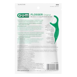 GUM - Flossers Dentales con Mango Ergonómico y Sabor Menta - Hilo Dental en Palillos para Limpieza Interdental Cómoda y Precisa - 20 Unidades