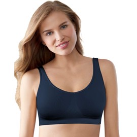 Bali One Smooth U Wireless Bra, Seamless No-Bulge Shapewear Bra, Pullover Bralette with No-Roll Underband and No-Dig Straps, In the Navy, Large