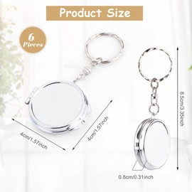 6 Pcs Round Mirror Keychain Compact Mirror Double Sided Folding Mirror Key Chain Pendant Small Hand Held Mirror with Keyring for Women Girls