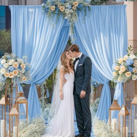 10x10 Baby Blue Backdrop Curtain for Baby Shower Parties, Wrinkle-Free Polyester Fabric Blue Backdrop Curtain Drapes for Photo Photography Decoration 5ft x 10ft,2 Panels