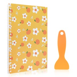 Sticker Scrapbook with Plastic Spatula, Reusable Sticker Book Sticker Storage Notepads Activity Sticker Collection Sticker Organisation Albums for Collecting Stickers Orange