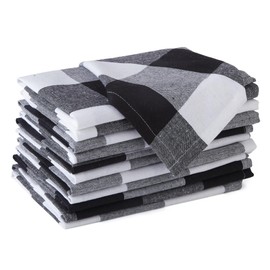 Encasa XO Cotton Napkins Set of 12 | Buffalo Black Checks | Size 43 x 43 cm | Table Napkins | Machine Washable & Reusable