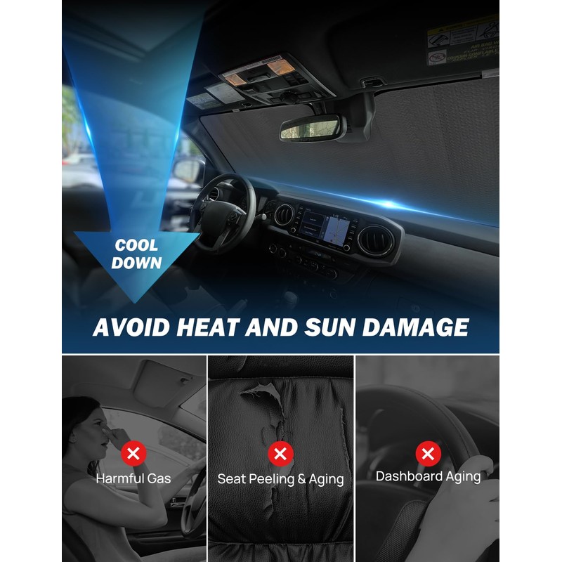 JOYTUTUS Windshield Sun Shade Compatible with 2016-2023 Tacoma 3rd Gen