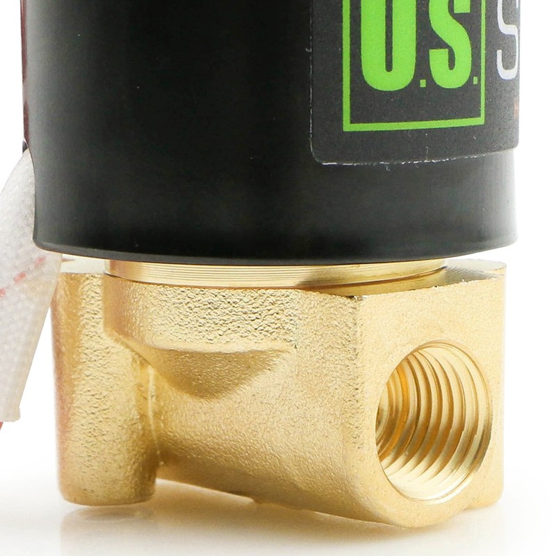 U.S. Solid 1/4" NPT Brass Electric Solenoid Valve 12VDC Normally