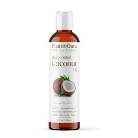 Plant Guru Fractionated Coconut Oil 4 fl. oz 100% Pure MCT Natural Carrier - Skin, Face, Body, Massage and Hair Growth Moisturizer, Great for Diluting Aromatherapy Essential Oils
