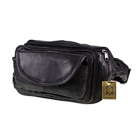 NEW BLACK SOFT LEATHER LARGE SIZE BUM BAG MONEY WALLET DESIGNED BY LORENZ 1964, One Size