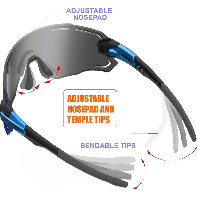 SPORTLIMIT wrap around frameless Cycling Triathlon Volleyball Blue Sunglasses Men
