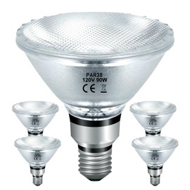 Jaenmsa PAR38 Halogen Floodlight Bulbs 90 Watt 120V, PAR38 Halogen Light Bulbs Dimmable 4 Pack for Indoor and Outdoor Flood Light, Reptile Heat Lamp Soft White 2800K, E26 Base Bulbs 4050LM