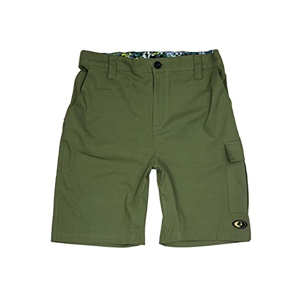 Mossy Oak Men's Standard Cargo, Stretch Hiking Shorts, Olivine, Medium