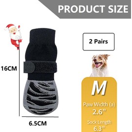 Indoor Non-Slip Socks for Dogs and Cats, 2 Pairs Dog Shoes, Paw Protection, Dog Socks with Adjustable, Dog Socks Non-Slip, Soft Adjustable Paw Protection for Small, Medium and Large Dogs