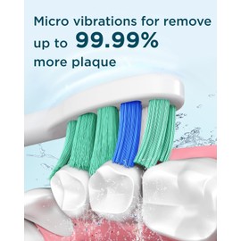 Elektrische Schallzahnbürste für Erwachsene und Kinder – Elektrische Zahnbürste mit 6 Bürstenköpfen und Reiseetui, 5 Modi und Timer, Zahnbürsten, Blau