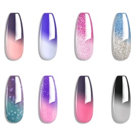 Juego de esmaltes de uñas en gel juego de esmaltes de uñas en gel que cambian de color, morado, azul, rosa, rojo, laverde, rojo viento y negro        
