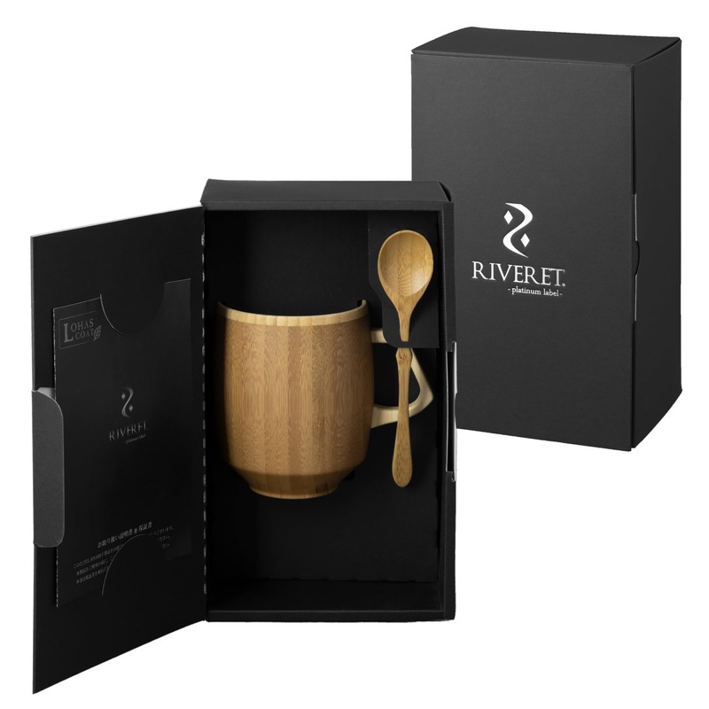 RIVERET Grande + Spoon 400ml Bamboo Dishwasher Safe RV-208S (Brown)