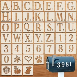 2 Inch Letter Stencils 42 Pcs Numbers Craft Stencils Plastic Letter Stencil for Painting Reusable Alphabet Template Interlocking Stencil Kit for Painting Wood Wall Rock Sign Door Porch DIY Art Project