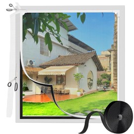 MLEJU DIY Window Screen, Adjustable Screen for Window Replacement kit with Fiberglass Mesh Max 24"" x 32"", Fits Small Windows,RV Windows, Basement Hopper Windows, MSC-60x80cm-W