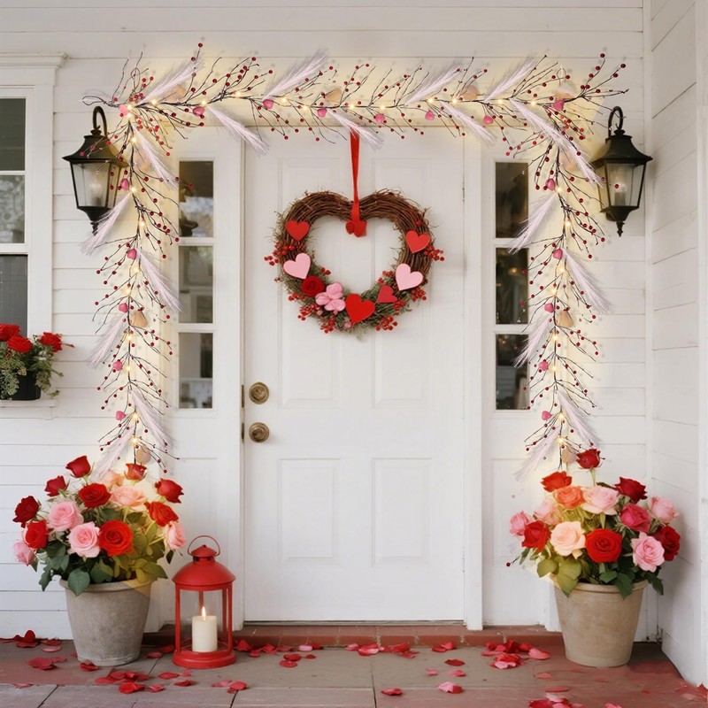 DR.DUDU Valentines Garland, 6 FT Lighted Garlands for Mantle with