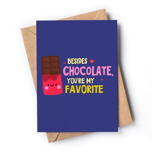 Funny anniversary card for him or her with envelope | Perfect card for any occasion: Anniversary, Birthday, Valentine’s Day… | Besides Chocolate