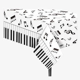 3 Pieces Music Theme Tablecloth 54x 108 Inches,Disposable Music Social Media Themed Musical Table Cover for Kids and Baby Showers Musical Notes Birthday Party Decorations