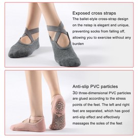 JSTHHTT 4 Pairs Yoga Socks, Non-Slip Pilates Yoga Socks for Women Girls, Five Toe Grip Socks for Pilates, Sweat Absorption, for Fitness, Ballet, Home Workout