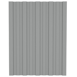 vidaXL Galvanized Steel roof Panels - 12 pcs Set - Lightweight, Easy Installation - Dimension: 23.6"x17.7" - Gray Corrugated Roofing Sheets for garages/Sheds/Stables/Mobile Homes