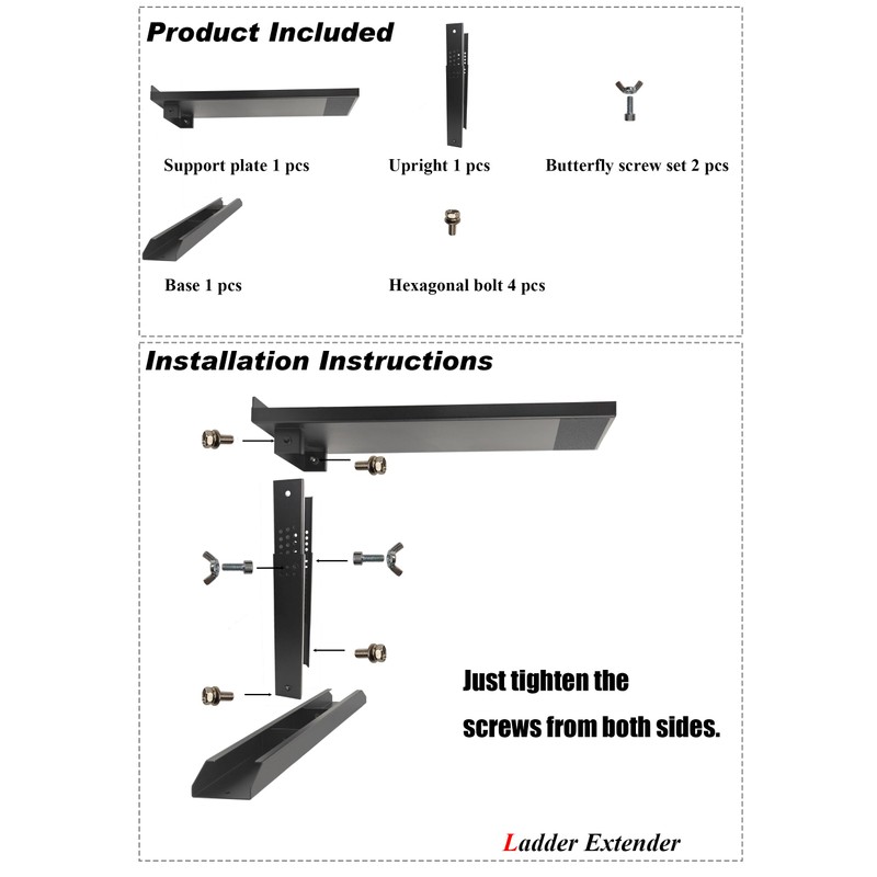 Heavy Duty Ladder Extender Pro & Stabilizer Adjustable Height 9.53"
