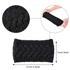 Pangda 6 Pieces Women's Winter Headbands Cable Knitted Headbands Knit Earmuffs Chunky Ear Warmers for Women Girls Wear and Sport (Black)