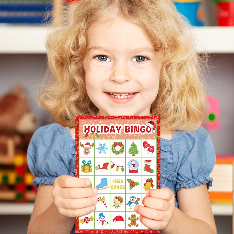FANCY LAND Christmas Bingo Game for Kids 24 Players Holiday