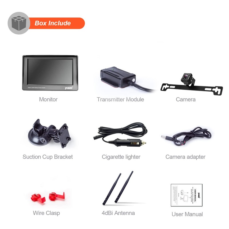 Wireless Backup Camera System with 4.3 inch Split Screen, IP69K