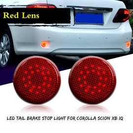 GTINTHEBOX Red Lens Led Rear Bumper Reflector Tail Brake Stop Light Lamp Compatible with Scion iQ xB Sienna Corolla
