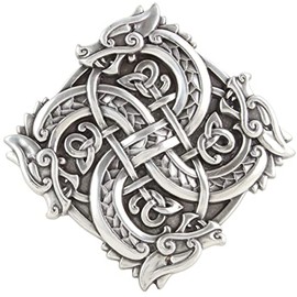 Belt Buckle Celtic Dragons 4.0 cm Buckle Interchangeable Buckle Belt Buckle 40 mm Solid LARP and Medieval Outfit, silver