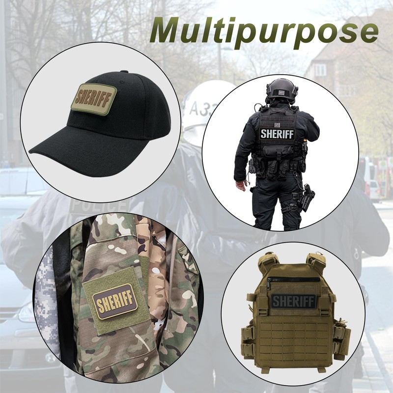 uuKen Sheriff Vest Patch Big 6x2 inch Subdued Black and