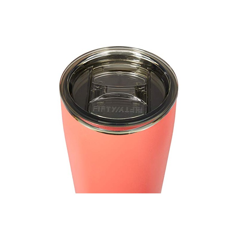 FIFTY/FIFTY Double Wall Vacuum Insulated Travel Tumbler, 20oz/591ml, Coral
