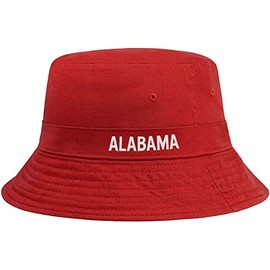 Daxton USA Cities Bucket Hat Cap Fisherman Headwear Cap, Alabama Red White