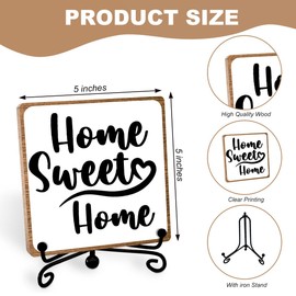 Funny Home Decor, Home Sweet Home Sign, Cute Home Gifts for Women Men, Housewarming Gifts for Family, Wooden Plaque for Living Room, Home, Desk Cubicles