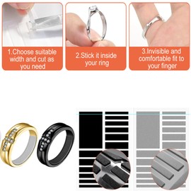 YPYMOD Ring Size Adjuster Set, Ring Reducer, 4 Transparent Spiral Thread for Ring Sizing, 8 Sizes, Transparent Ring Adjuster with Spacer, Polishing Cloth and Measuring Tool