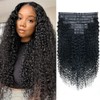 Seamless 3C 4A Kinky Curly Clip In Extension PU Weft