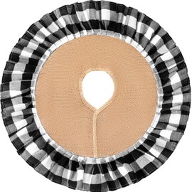Tatuo Christmas Tree Skirt Decorations Linen Burlap Tree Skirt Round Xmas Skirt for Christmas Tree Clearance Fall Indoor Outdoor Holiday Home Family Winter Decorations(19.7 Inch,Black-White Plaid)
