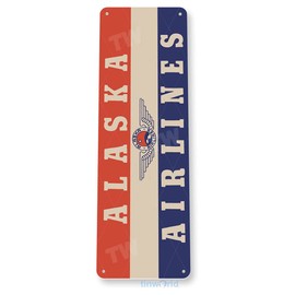 Tinworld Aviation Sign Retro Alaska Airlines Metal Tin Sign Decor Airport Sign D144