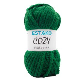 Estako Cozy Thick & Quick Yarn 20% Wool 80% Acrylic Soft Super Bulky Weight #6 Knitting and Crocheting Yarn 3.52 oz (100gr) 65 yds (60 m) (54130-Dark Green)