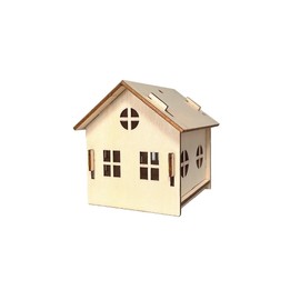 Ideen mit Herz Decorative Wooden House | Natural | Miniature Houses to Stick Together | for LED Tea Light | Hanging | 7.3cm x 8.4cm x 7.8cm