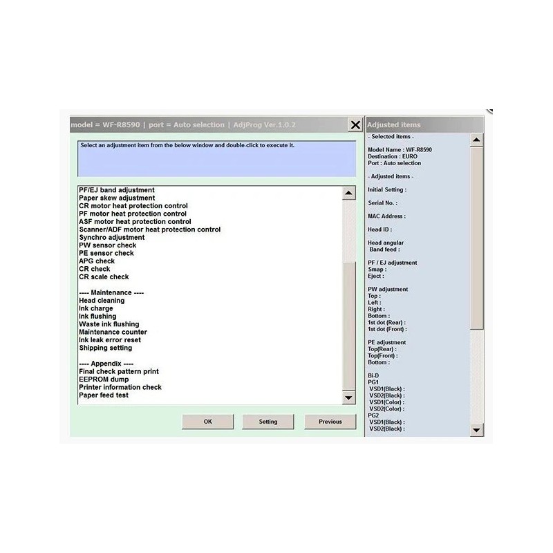 Epson Adjustment Program Epson WF-R8590/WF Service Program+ SM