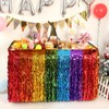 6 Pack Mexican Table Skirts - Wavy Tinsel Foil Fringe