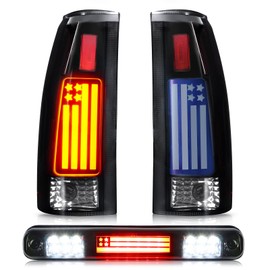 Tresound Tail Lights + 3rd Third Brake Cargo Lamp for Silverado 94-98, for Chevy GMC C/K C1500 C2500 C3500 K1500 K2500 K3500 88-00, for Blazer 92-94, Rear LED Taillights Assembly