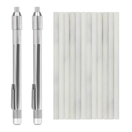 Gutimore - Soporte redondo para esteatita de jabón, 2 lápices redondos con 14 recambios de esteatita para soldadura, fabricación de metal, construcción y textil